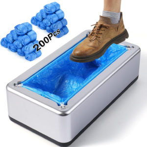 👞Shoe Covers Dispenser with 200pcs Shoe Cover Disposable Non Slip, User-Friendly and Durable Shoe Cover Machine, Fits Size Up to 11 US Men and up, Widely Applicable in Indoor(Silver)