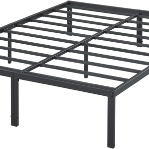 🛏️18 Inch Tall Heavy Duty Steel Slat Bed Frame/Anti-Slip Support/Easy Assembly Mattress Foundation/No Noise/No Box Spring Needed/Full/Black